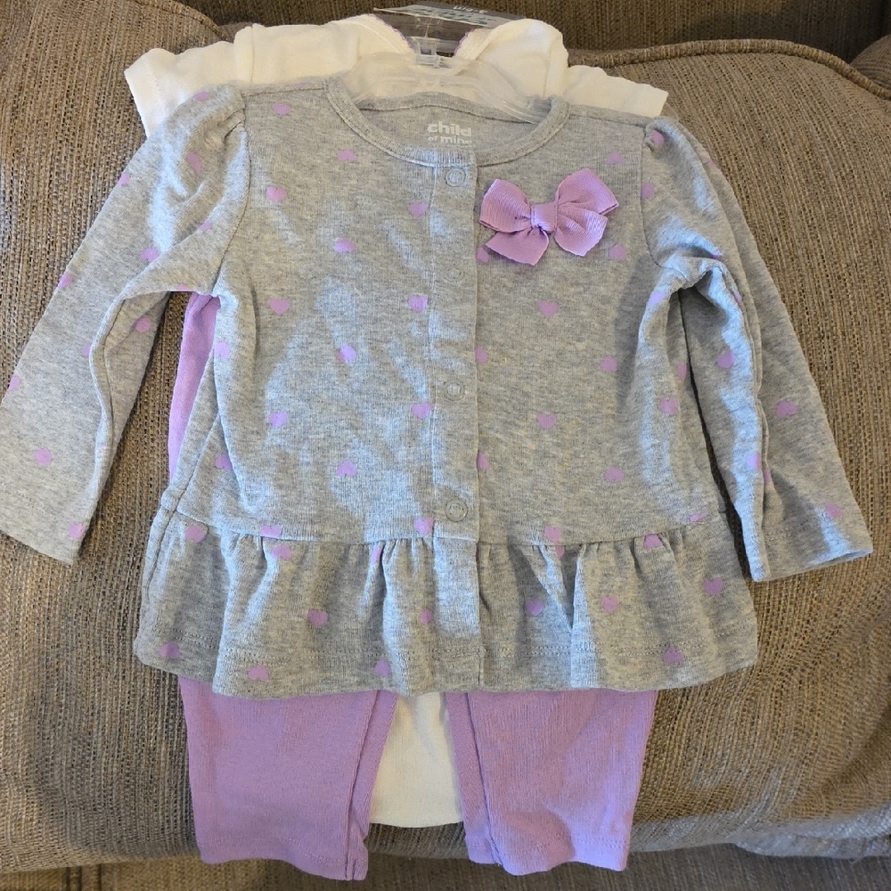 Child of Mine Gray and Purple Kids Matching Set